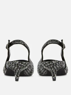 Heels|Primark Bouclé-Slingback-Pumps Mit Kitten-Heels Schwarz