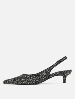 Heels|Primark Bouclé-Slingback-Pumps Mit Kitten-Heels Schwarz