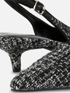 Heels|Primark Bouclé-Slingback-Pumps Mit Kitten-Heels Schwarz