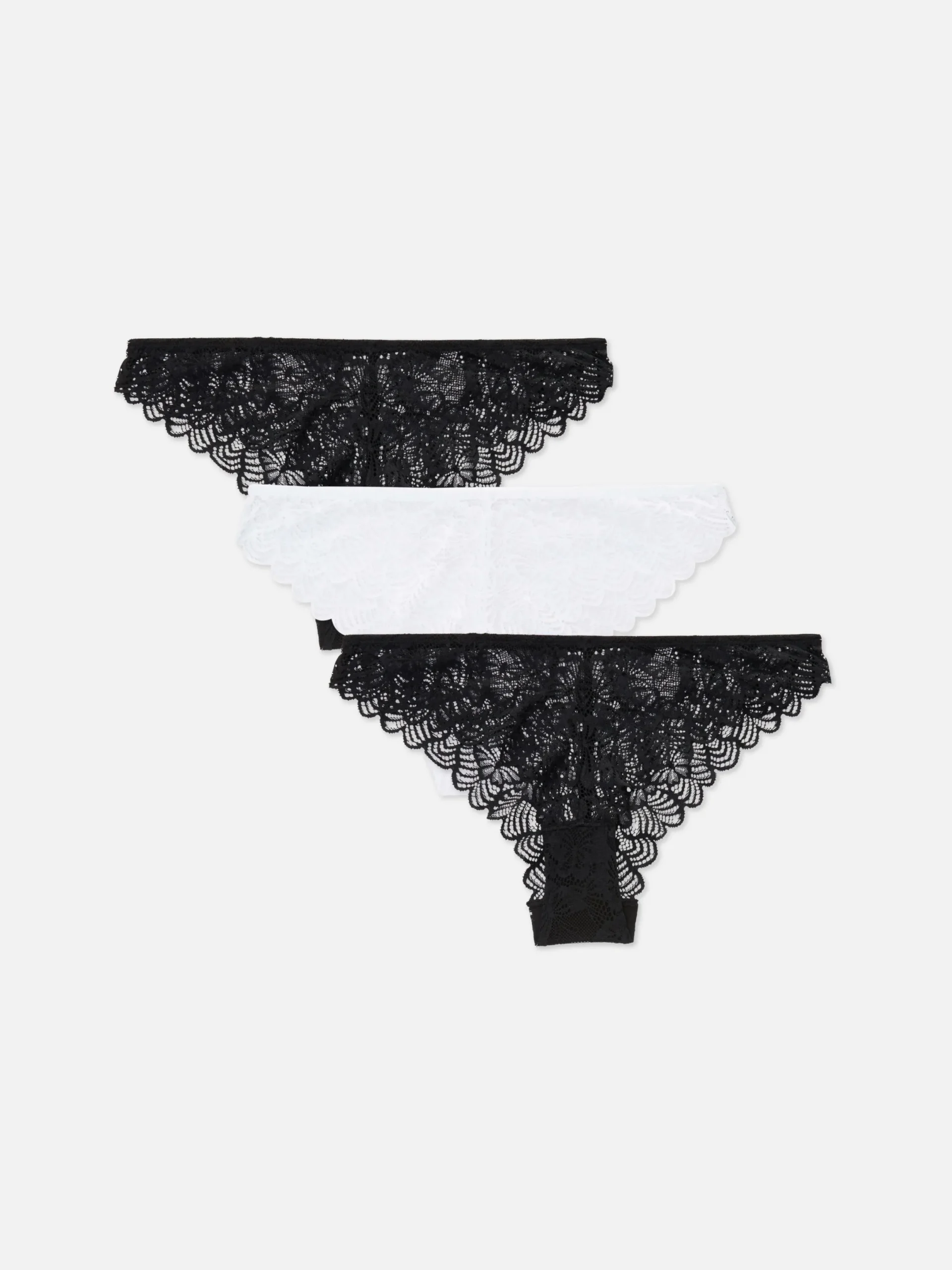 Slips|Primark Brazil-Slips Mit Spitze, 3er-Pack Schwarz/Weiß