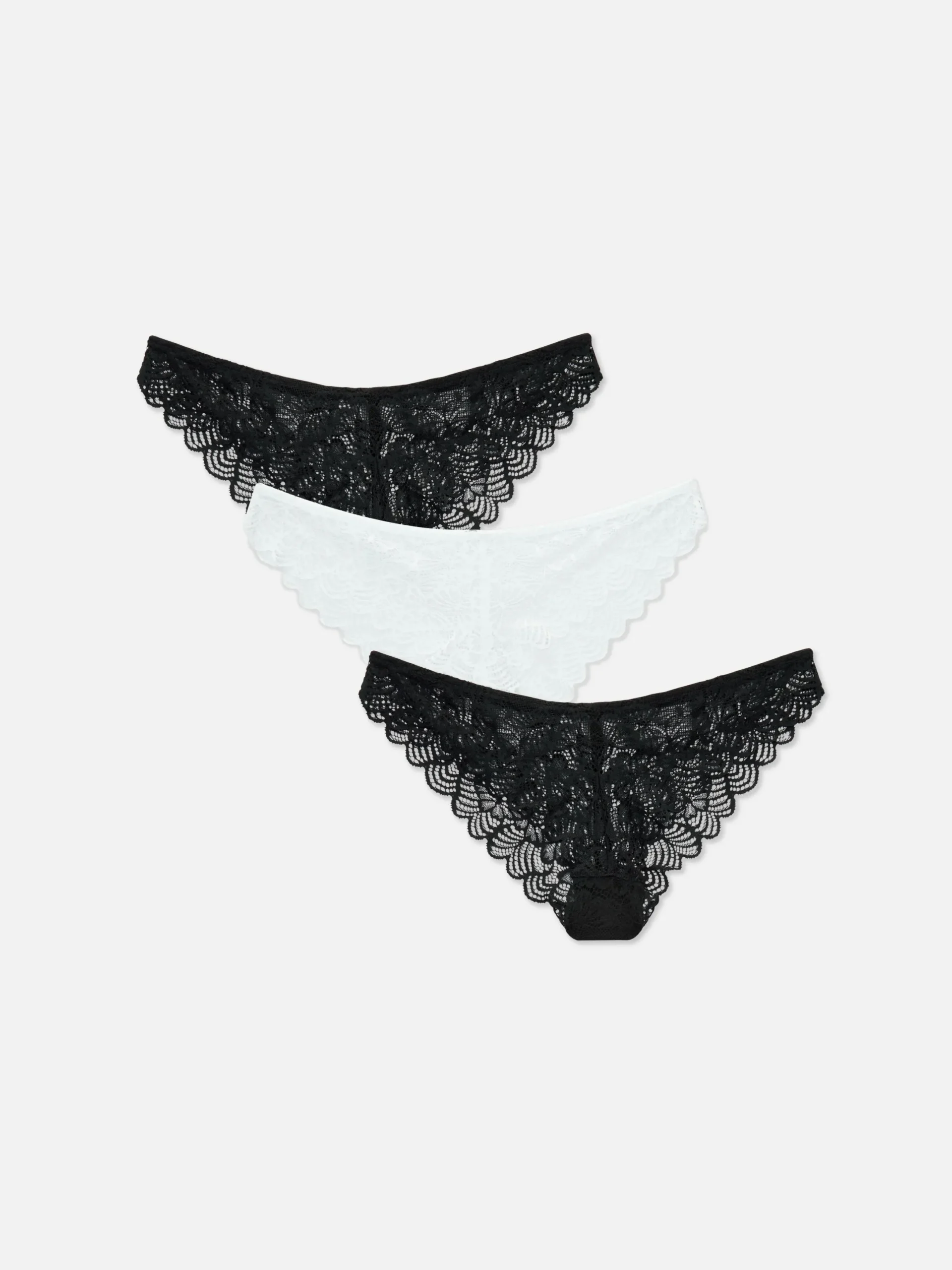 Slips|Primark Brazil-Slips Mit Spitze, 3er-Pack Schwarz/Weiß