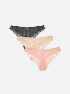 Slips|Primark Brazil-Slips Mit Spitze, 3er-Pack Naturfarben