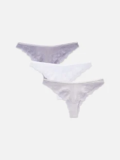 Slips|Primark Brazil-Slips Mit Spitzeneinsätzen, 3er-Pack Lilafarben