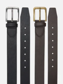 Gürtel|Primark Breite Kunstledergürtel, 2er-Pack Schwarz