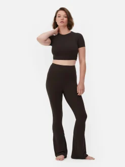 Fitnesskleidung Und Activewear|Primark Butterweiche „Rita Ora“ Leggings Mit Ausgestelltem Bein Schokoladenbraun