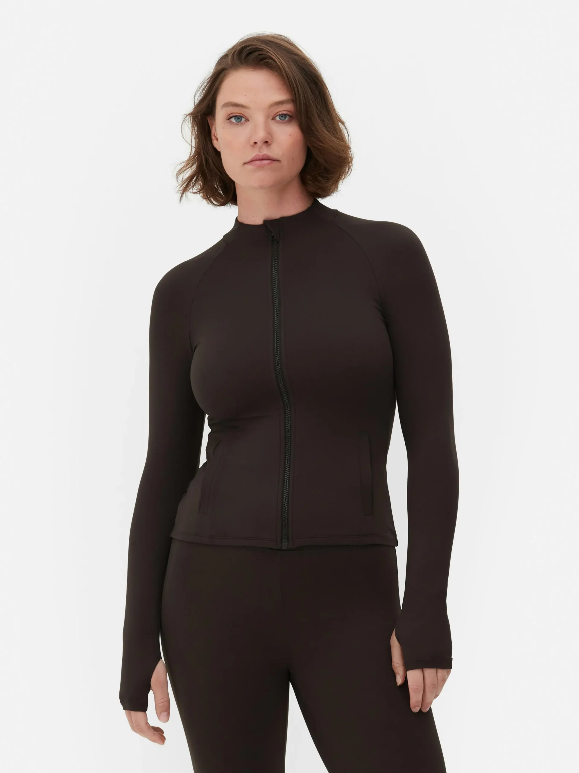 Fitnesskleidung Und Activewear|Primark Butterweiche „Rita Ora“ Sportjacke Mit Reißverschluss Schokoladenbraun