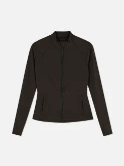 Fitnesskleidung Und Activewear|Primark Butterweiche „Rita Ora“ Sportjacke Mit Reißverschluss Schokoladenbraun