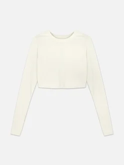 Fitnesskleidung Und Activewear|Primark Butterweiches, Langärmeliges „Rita Ora“ Sport-Top Elfenbeinfarben