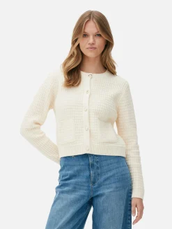 Pullover Und Cardigans|Primark Cardigan Mit Waffelstruktur Elfenbeinfarben