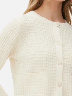 Pullover Und Cardigans|Primark Cardigan Mit Waffelstruktur Elfenbeinfarben