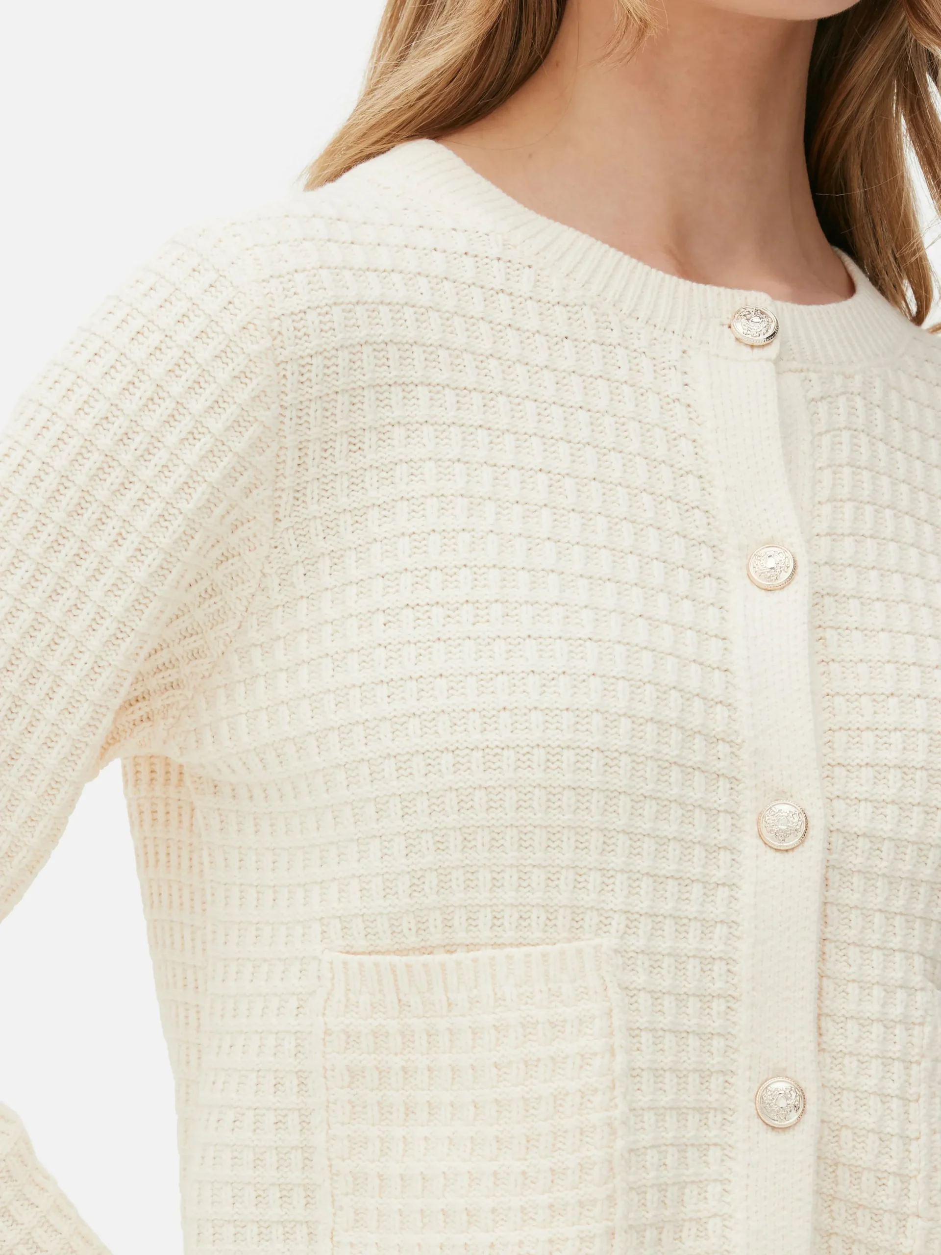 Pullover Und Cardigans|Primark Cardigan Mit Waffelstruktur Elfenbeinfarben