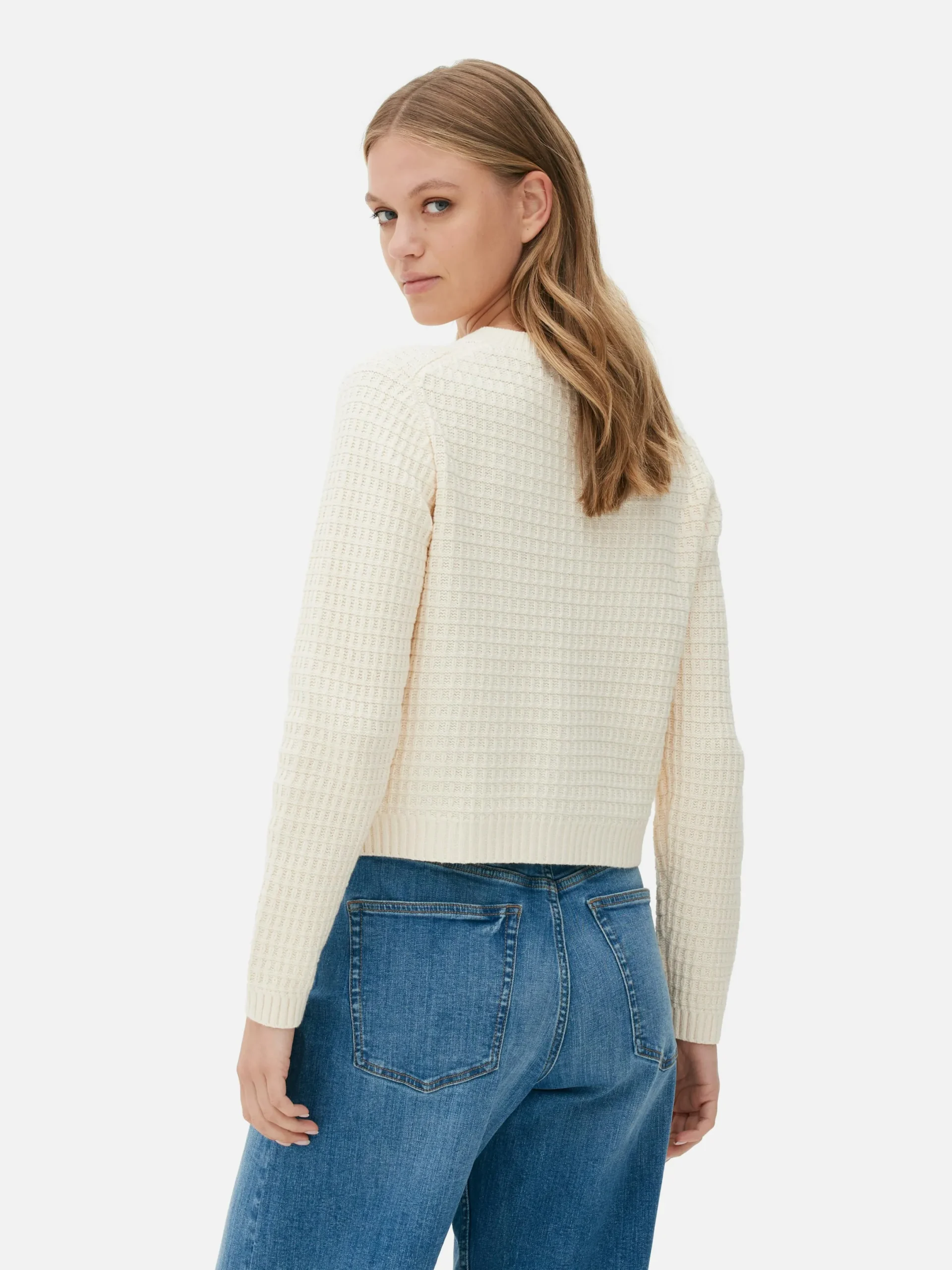 Pullover Und Cardigans|Primark Cardigan Mit Waffelstruktur Elfenbeinfarben