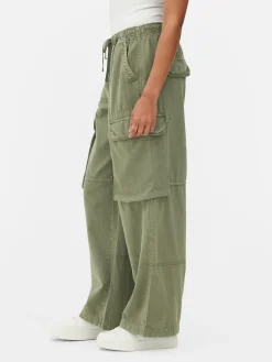 Denim|Jeans|Primark Cargohose Mit Bindegürtel Khakifarben