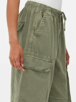 Denim|Jeans|Primark Cargohose Mit Bindegürtel Khakifarben