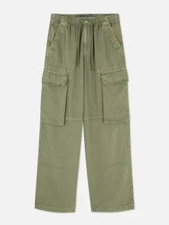 Denim|Jeans|Primark Cargohose Mit Bindegürtel Khakifarben