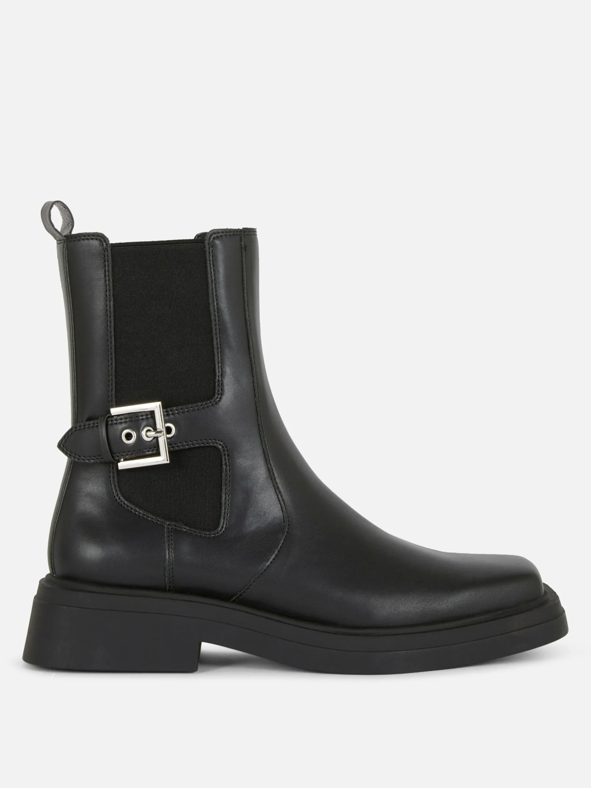Stiefel|Primark Chelseaboots Aus Kunstleder Mit Eckigem Zehenbereich Schwarz