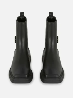 Stiefel|Primark Chelseaboots Aus Kunstleder Mit Eckigem Zehenbereich Schwarz