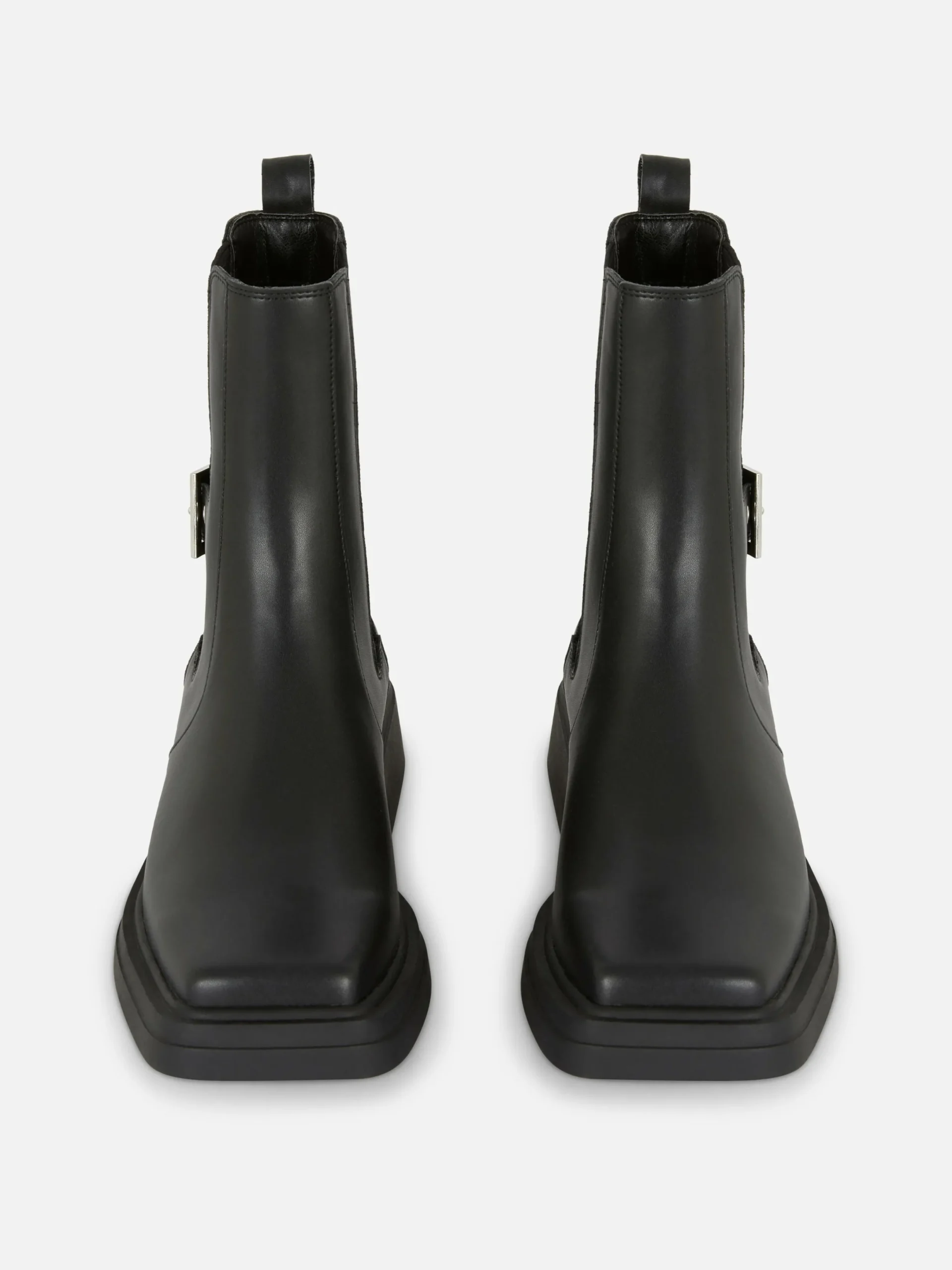 Stiefel|Primark Chelseaboots Aus Kunstleder Mit Eckigem Zehenbereich Schwarz