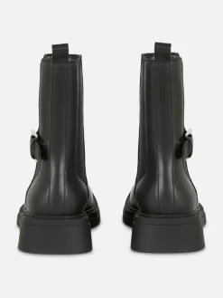Stiefel|Primark Chelseaboots Aus Kunstleder Mit Eckigem Zehenbereich Schwarz