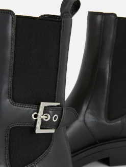 Stiefel|Primark Chelseaboots Aus Kunstleder Mit Eckigem Zehenbereich Schwarz