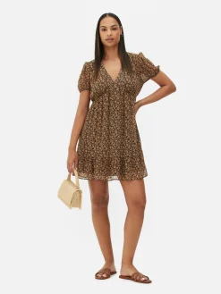 Kleider|Primark Chiffon-Minikleid Mit Puffärmeln Schwarz