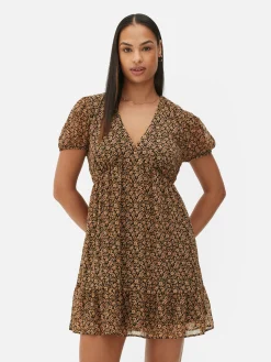 Kleider|Primark Chiffon-Minikleid Mit Puffärmeln Schwarz