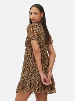 Kleider|Primark Chiffon-Minikleid Mit Puffärmeln Schwarz