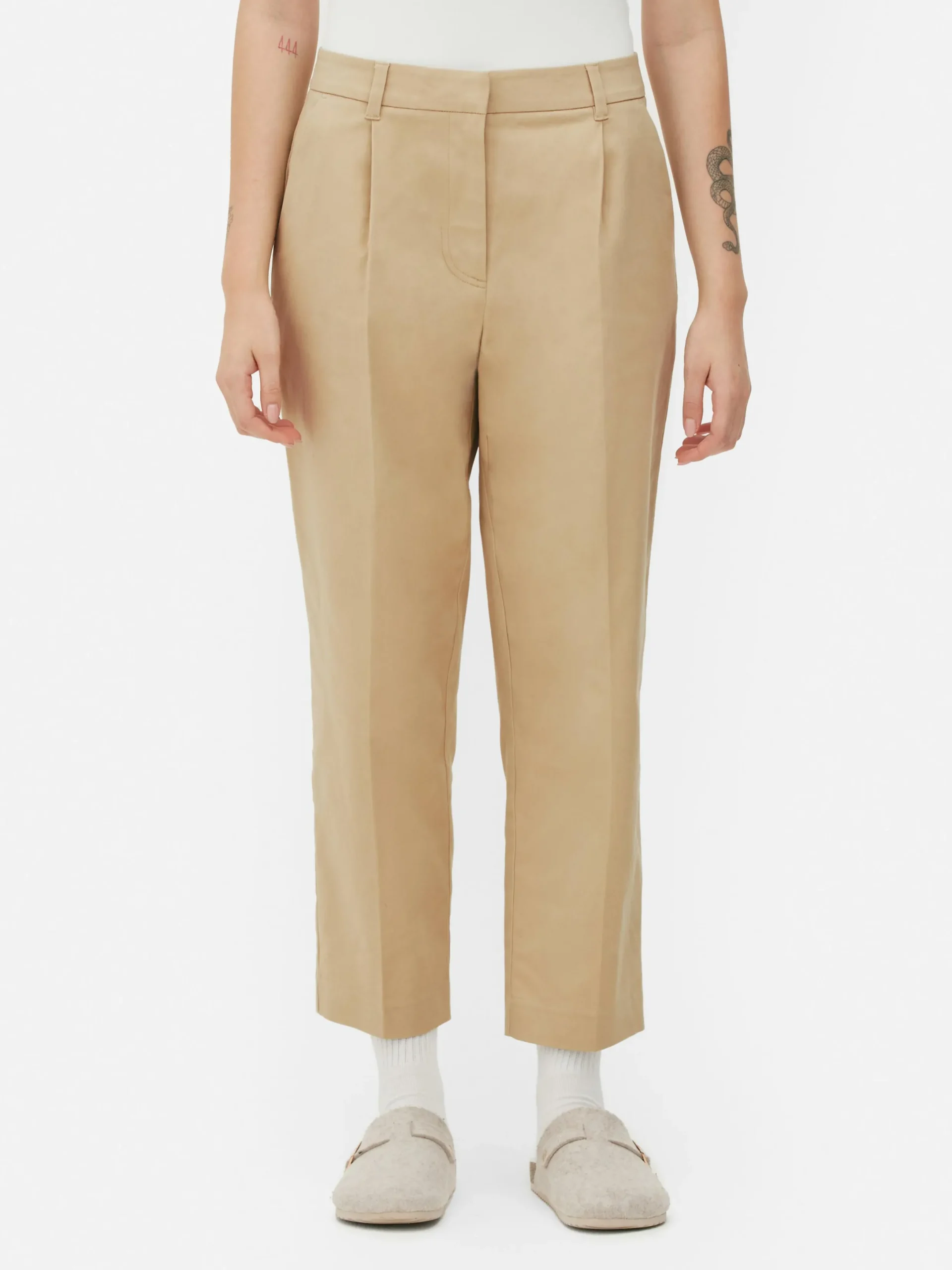 Hosen Und Leggings|Primark Chinohose In Konischer Form Steinfarben