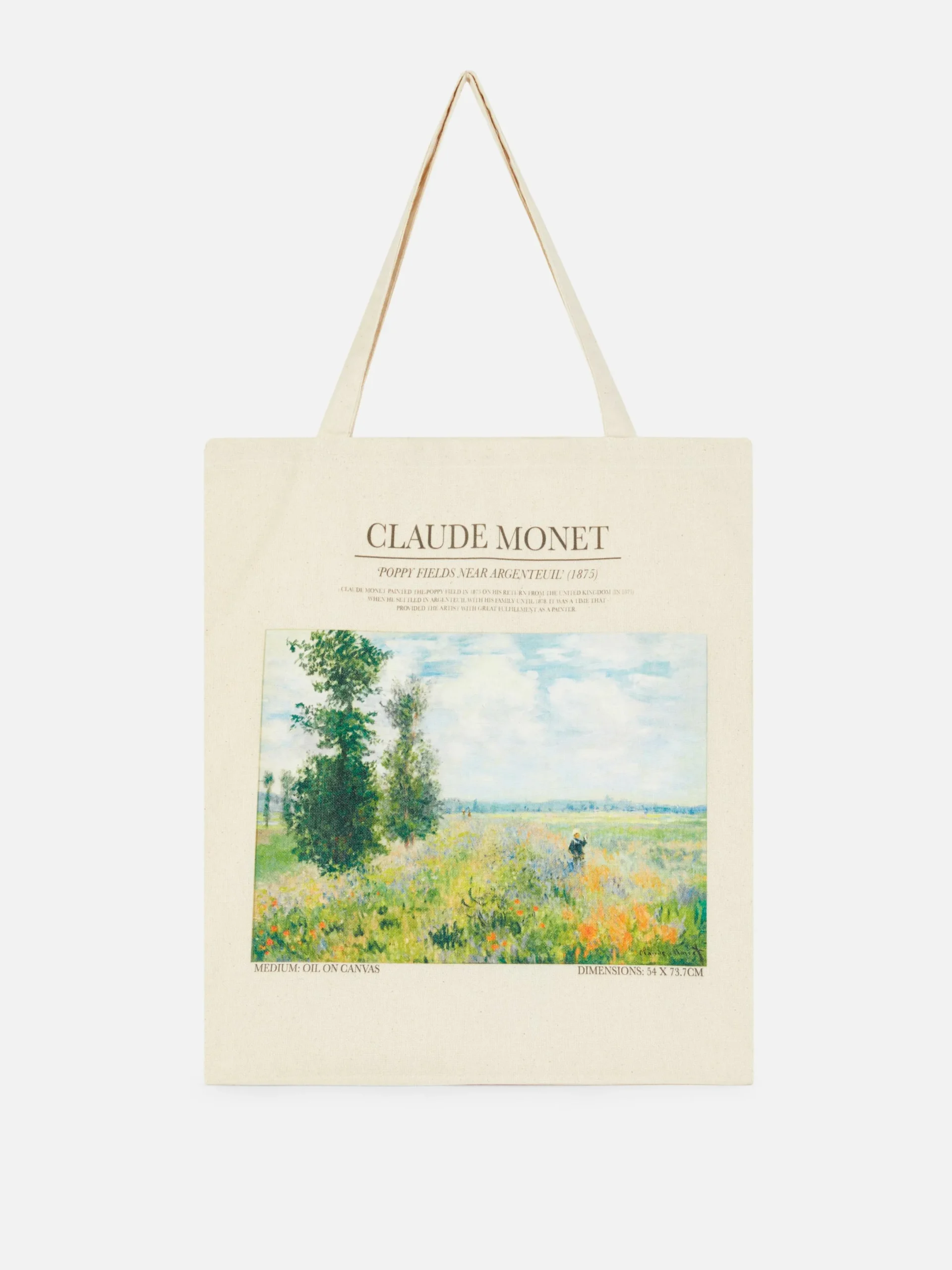 Reiseaccessoires|Primark „Claude Monet“ Canvas-Tasche Naturfarben