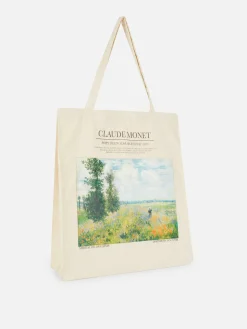 Reiseaccessoires|Primark „Claude Monet“ Canvas-Tasche Naturfarben