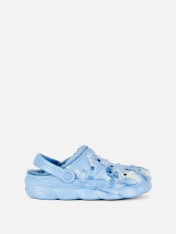 Hausschuhe|Primark Clogs In Marmoroptik Mit Kunstfellfutter Blau