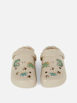 Hausschuhe|Primark Clogs Mit Dinosaurier-Design Und Kunstfellfutter Multi