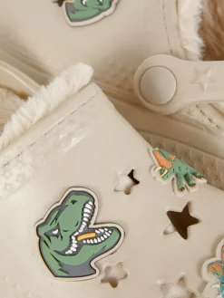 Hausschuhe|Primark Clogs Mit Dinosaurier-Design Und Kunstfellfutter Multi