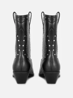 Stiefel|Primark Cowboy-Stiefeletten Mit Nieten Schwarz