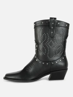 Stiefel|Primark Cowboy-Stiefeletten Mit Nieten Schwarz