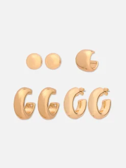 Schmuck|Primark Creolen Und Ohrklemmen Im Set Gelb