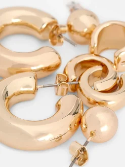 Schmuck|Primark Creolen Und Ohrklemmen Im Set Gelb