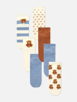Socken|Primark Crew-Socken Mit Bärenmotiv, 7er-Pack Blau
