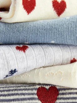 Socken|Primark Crew-Socken Mit Herzmuster, 5er-Pack Marineblau