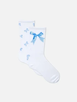 Socken|Primark Crew-Socken Mit Koketter Schleife, 2er-Pack Blau