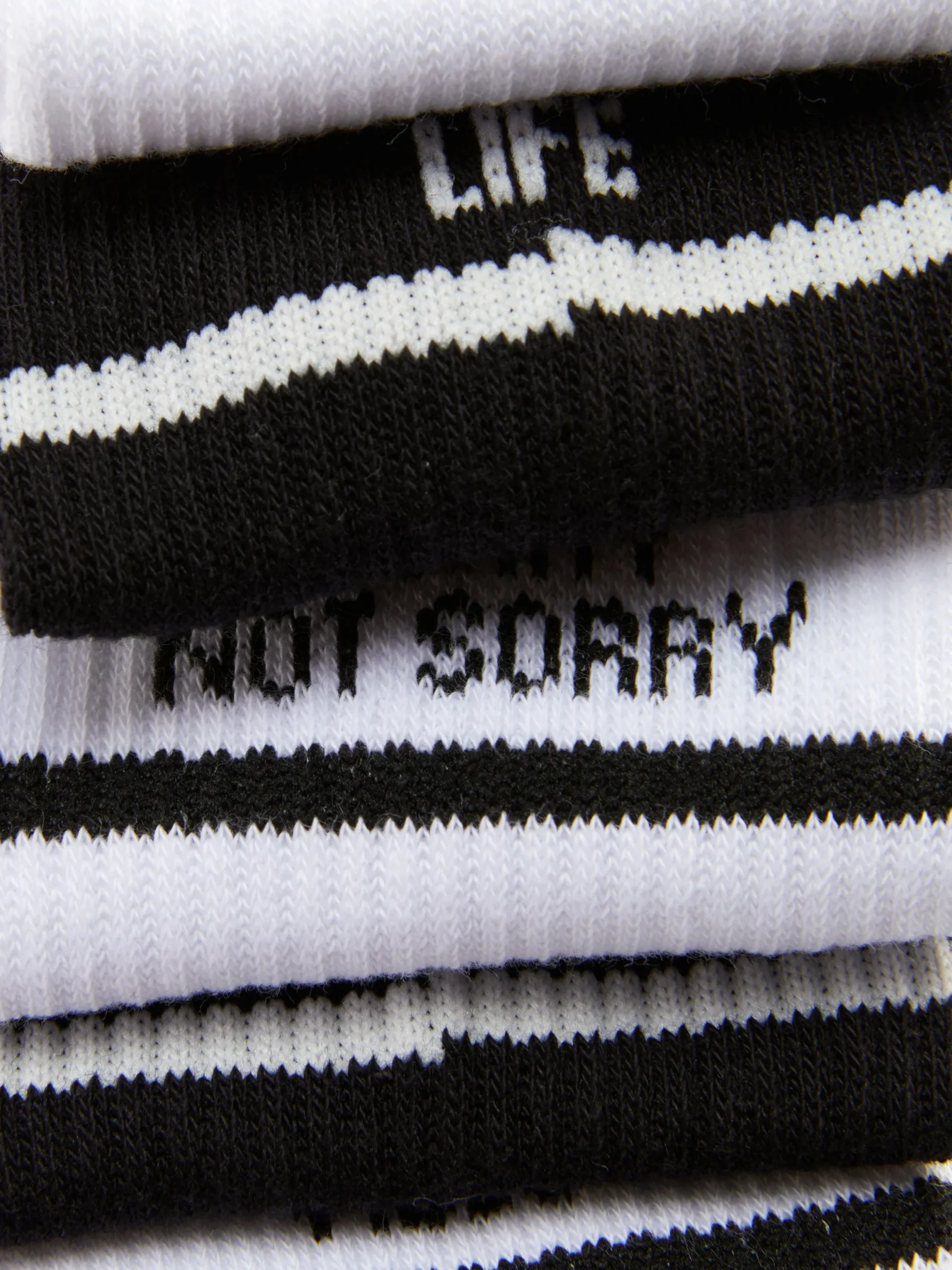 Socken|Primark Crew-Socken Mit Slogan, 5er-Pack Weiß/Schwarz