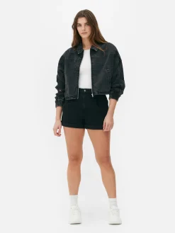Denim|Jacken Und Mäntel|Primark Denim-Bomberjacke Im Used-Look Leichtes Schwarz