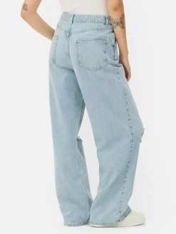 Denim|Jeans|Primark Denim-Jeans Im Used-Look Mit Weitem Bein Hellblau