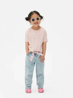 Jeans|Primark Denim-Jeans Mit Gürtel Und Blumenmuster Hellblau