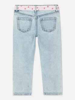 Jeans|Primark Denim-Jeans Mit Gürtel Und Blumenmuster Hellblau