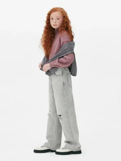 Jeans|Primark Denim-Jeans Mit Weitem Bein Und Schlitz Grau