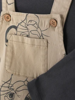 Sets Und Outfits|Primark „Disney Der König Der Löwen“ T-Shirt Und Latzhose Steinfarben