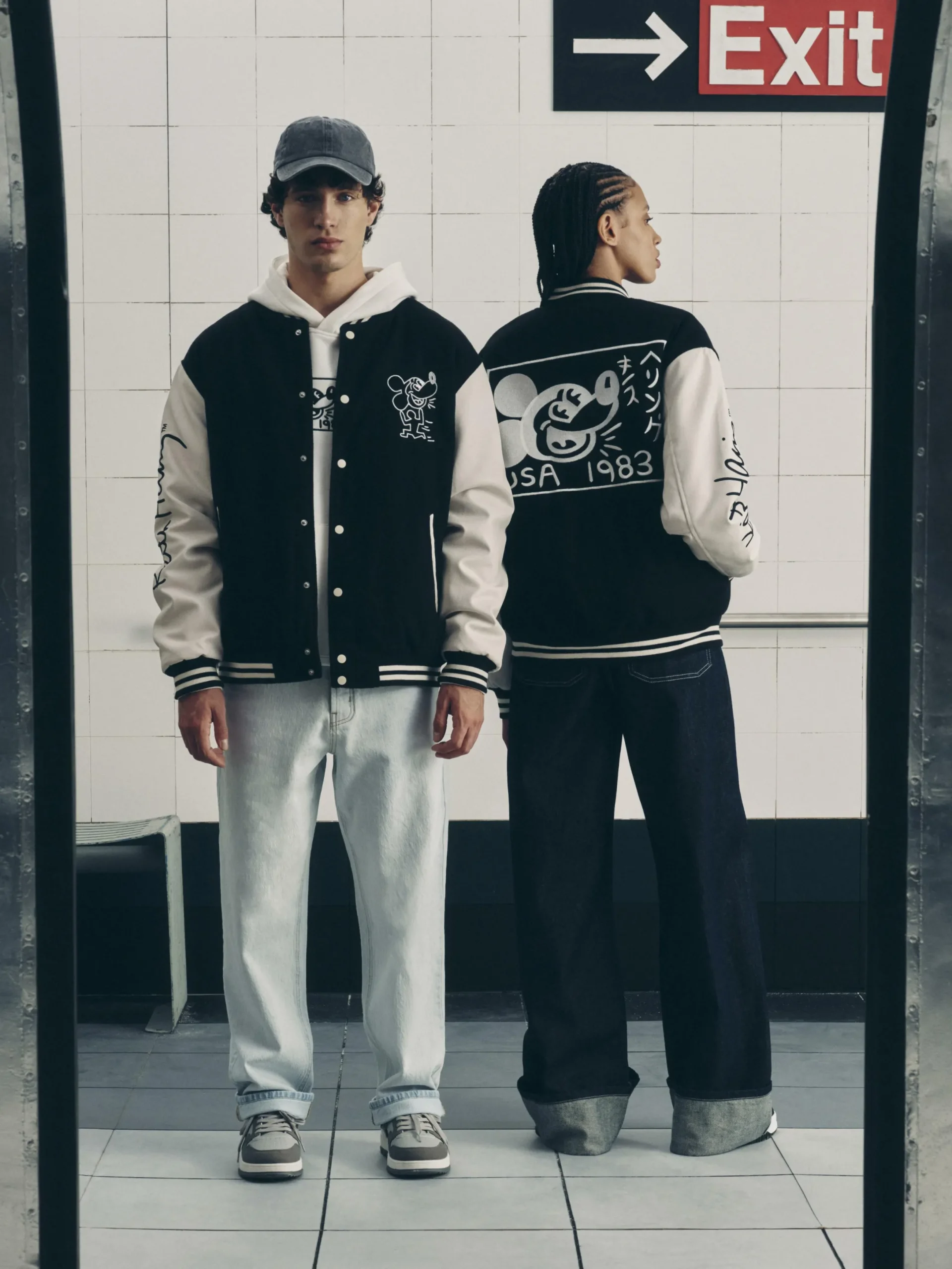 Jacken Und Mäntel|Primark „Disney Mickey Maus X Keith Haring“ College-Jacke Schwarz