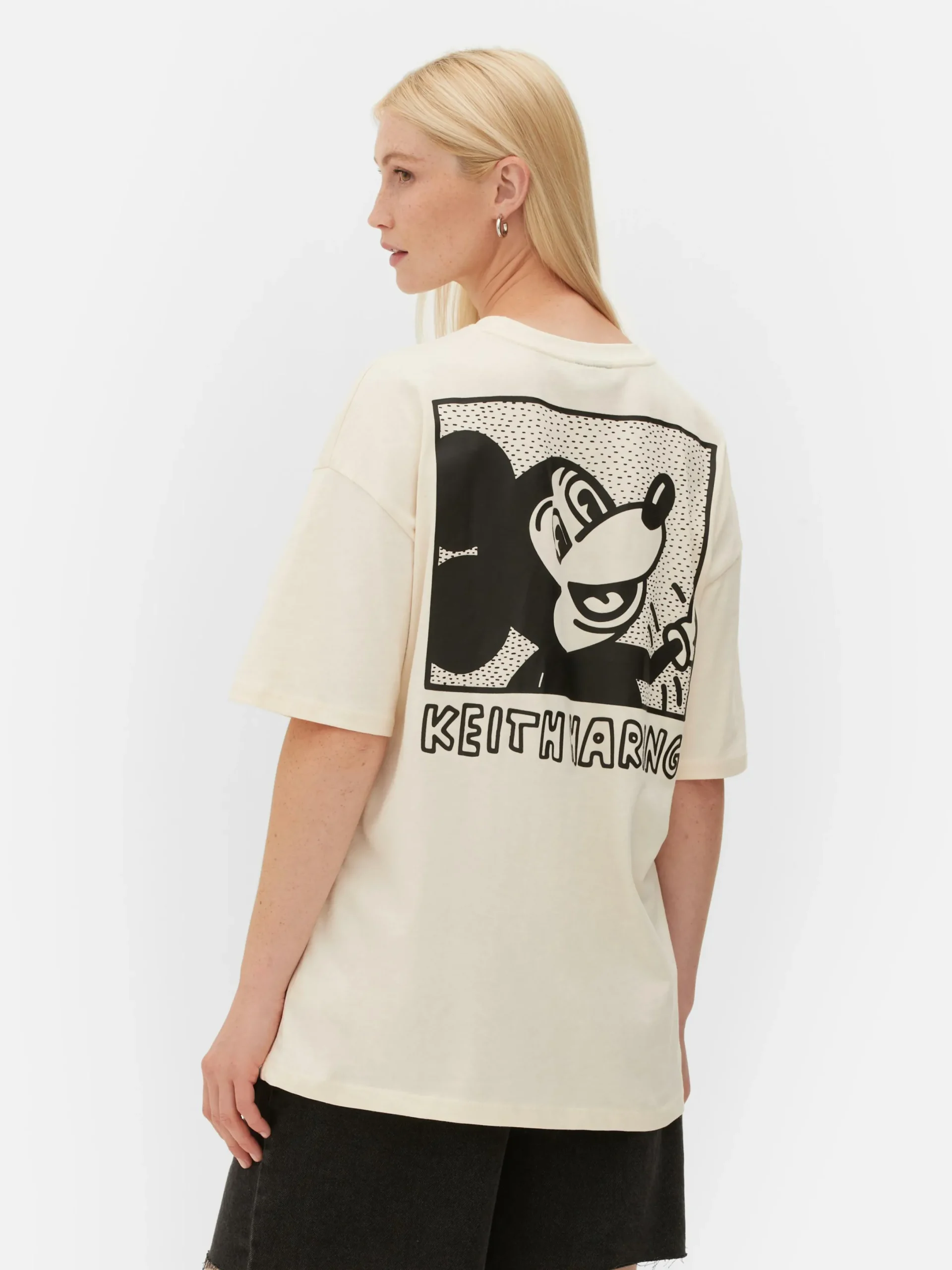 Tops Und T-Shirts|Primark „Disney Mickey Maus X Keith Haring“ T-Shirt Im Oversized-Look Weiß