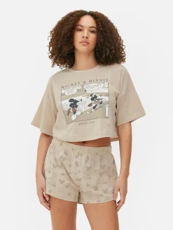 Schlafanzüge|Primark „Disney Micky Maus“ Kurzer Schlafanzug Taupefarben